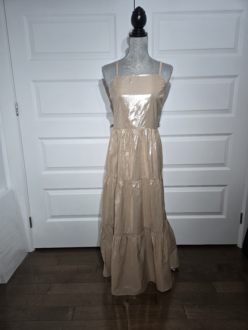 GAP Shimmery Beige Tiered Maxi Dress